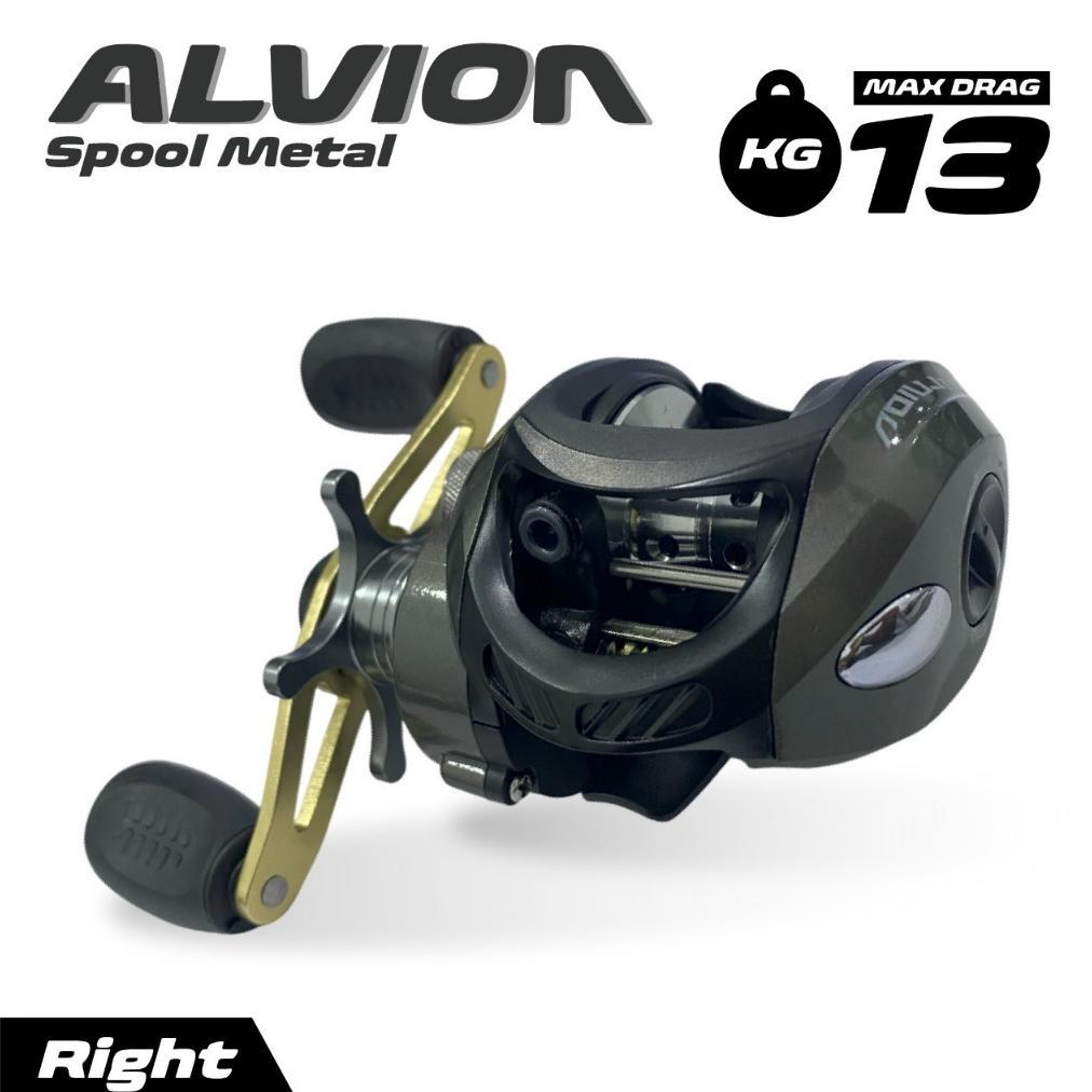Reel Pancing Casting Alvion Spool Metal Aluminium Bb 12+1 Gulungan Pancing Baitcasting Max Drag 13Kg