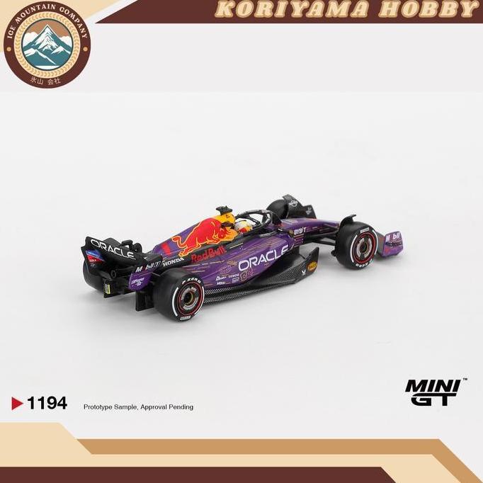 Promo Mini GT 1194 Oracle Red Bull Racing RB19 #1Max Verstappen 2023 F12023 Las Vegas GP Winner Box 