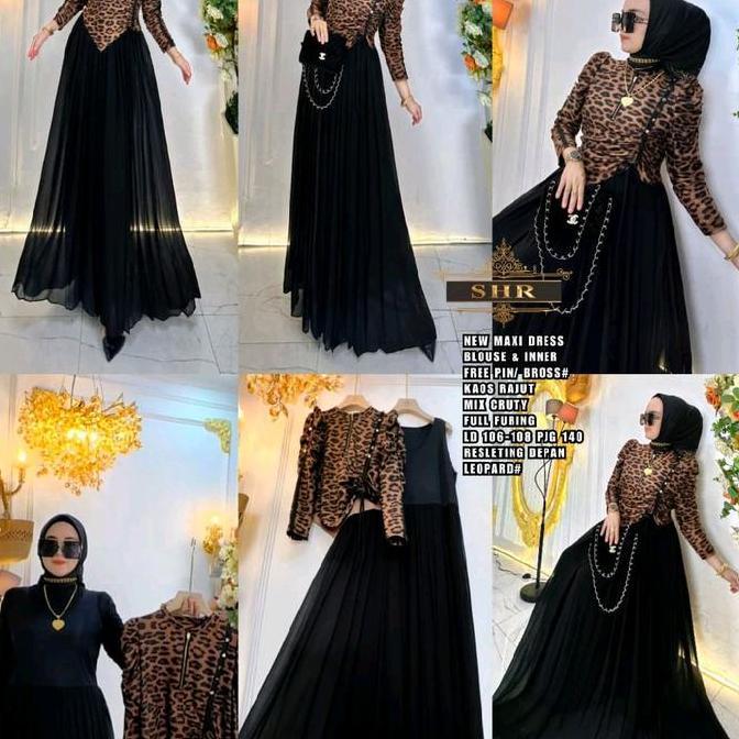 New NewReady Maxi Dress Langsing Leopard Free Pin/Bross 100%Ori Shr Promo Lebaran