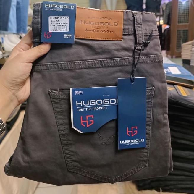 Celana Pendek Pria Hugo Gold Gold Bahan Kanvas Size 33-38