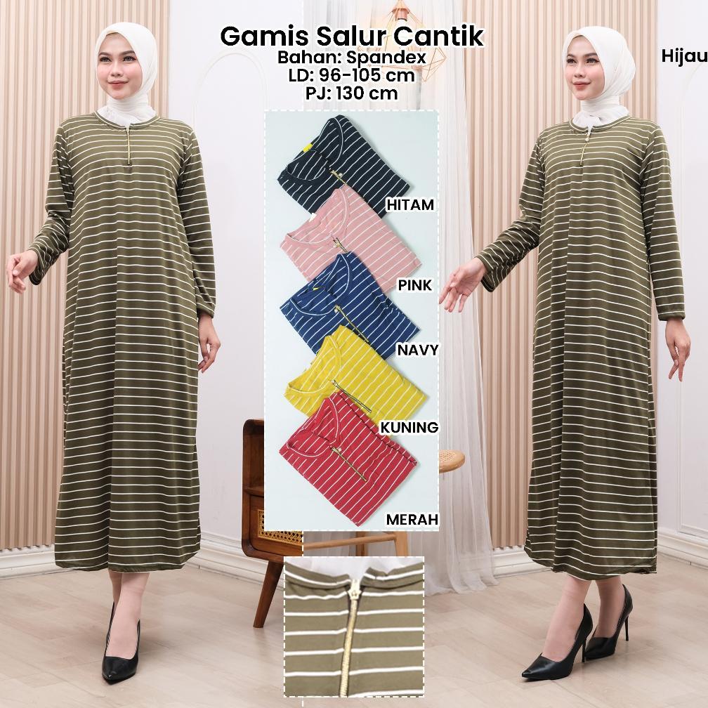 Gamis Busui Salur Cantik ( Real Pic ) Gamis Sleting Mutiara Matt Spandek Tebal Size XL Maks BB 70kg 