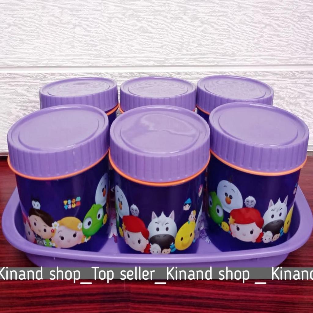 1 Set Toples Kue Jumbo Plus Nampan Besar Isi 6 Toples Motif Terlaris