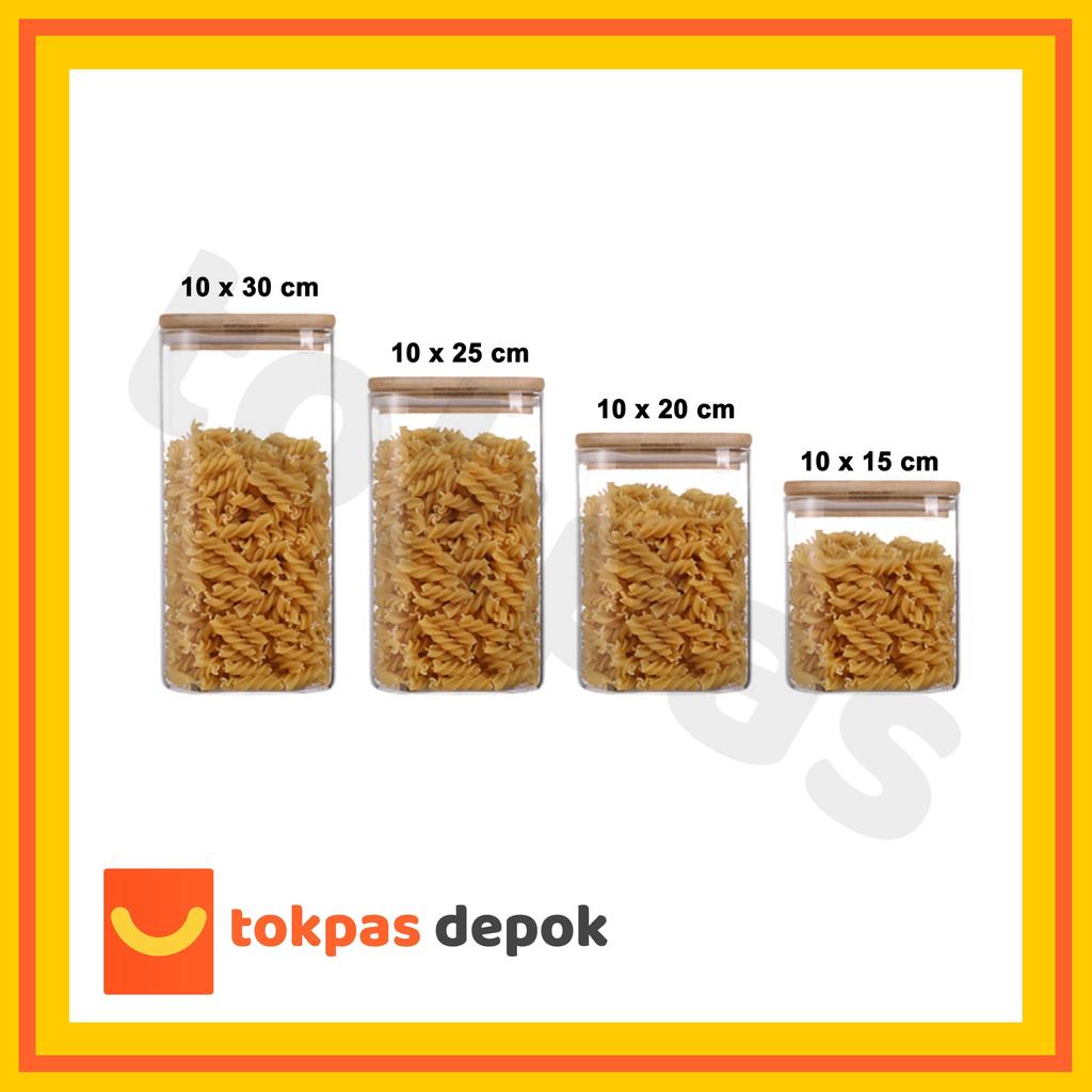 Toples Lebaran Toples Kaca Bulat Polos Tutup Kayu Kedap Udara My Home Large