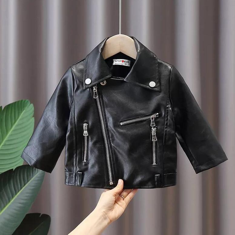 FREE ONGKIR JAKET KULIT SINTETIS ANAK TERLARIS UNISEX (CEWE/COWO) STYLE HITAM KEREN DAN LUCU/ JAKET 