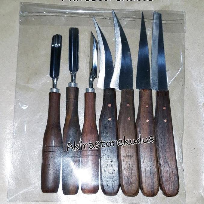 Pisau Garnish Isi 7 / Pisau Ukir Buah 1 Set Isi 7 Pcs Kayu Terlaris
