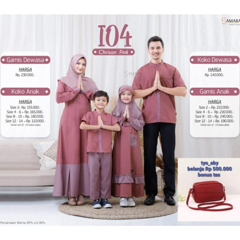Samara I04 Crisan Pink sarimbit keluarga busana muslim keluarga couple anak dan ibu  baju muslim baj