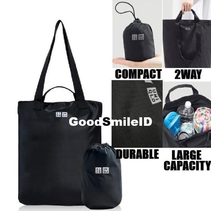 UNIQLO Packable Tote Bag Anti Air Tas Pouch Serbaguna Shopping Nylon 2-Way Style SS