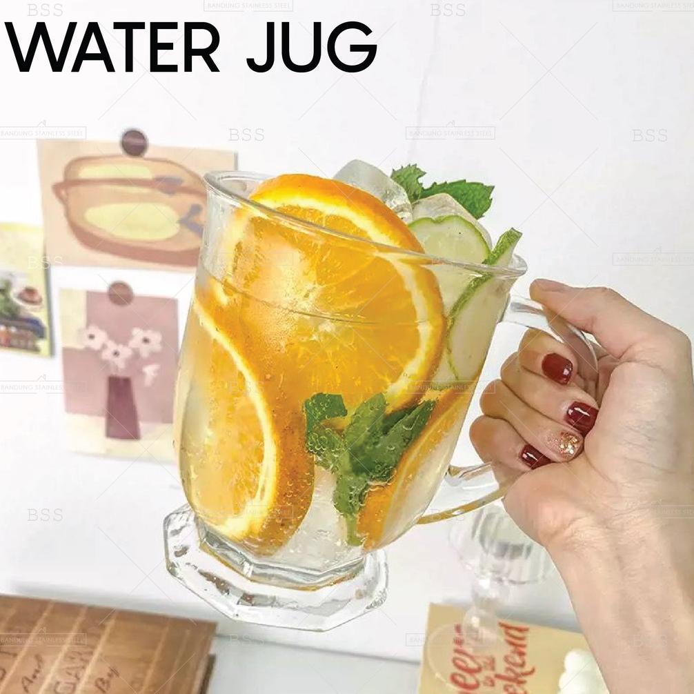 Water Jug Gelas Kaca Pegangan Besar Jumbo 700Ml Jus Juice Cafe Ins Style Simple Cantik