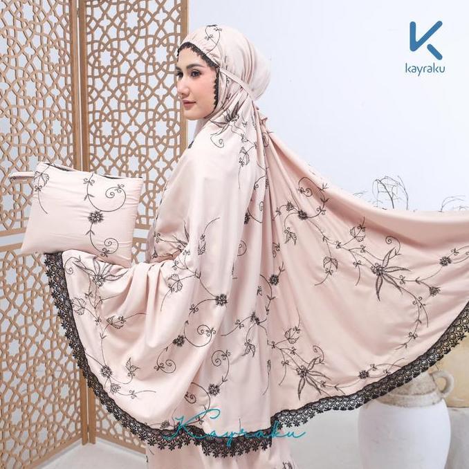Kayraku - Mukena Dewasa Bordir Katun Bunga Jasmine Renda Rukuh Mewah