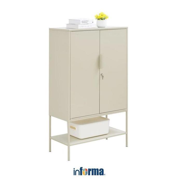 Informa Lynd Kabinet Kantor Metal 2 Pintu - Krem Beige Berkas Kantor Tempat Penyimpanan Rak Dokumen 