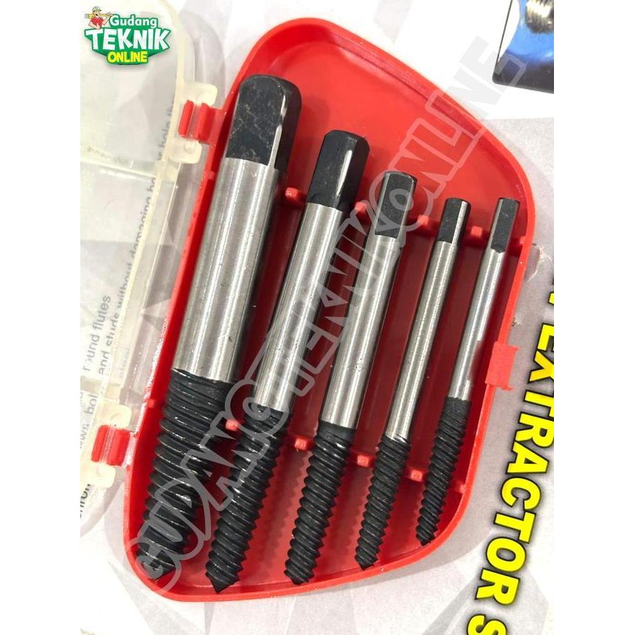 Mata Tap Balik Set 5pcs ALDO Tap Perusak Baut Patah Sleg Slek / Screw Extractor Hand Tap Balik Buka 