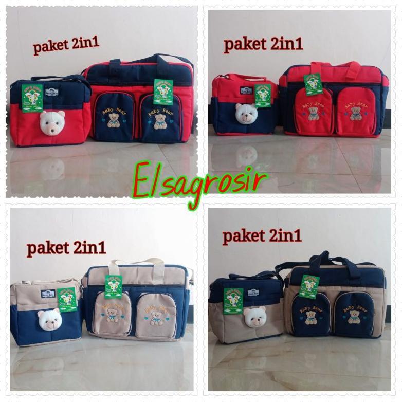 Paket Tas Bayi Besar Dobel Saku Gratis Tas Boneka Beruang