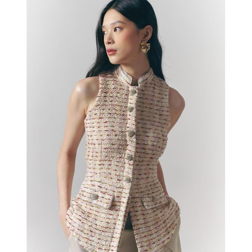 Anain - Imogen Anain Imogen Mandarin Mandarin-Collared Sleeveless Top