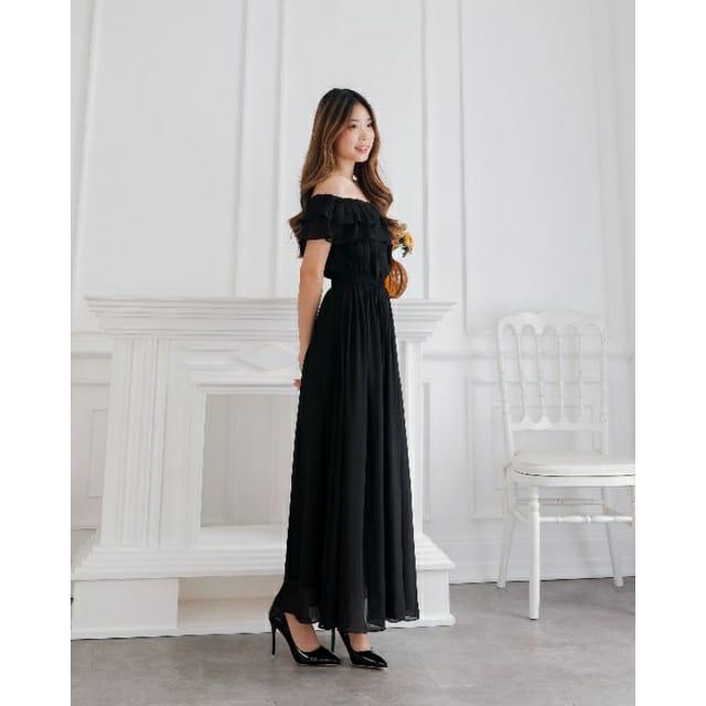 Bisa Cod - Miracle Sabrina Dress - Chiffon Import - Gaun Pesta Pantai Prewed Polos Panjang Formal Me