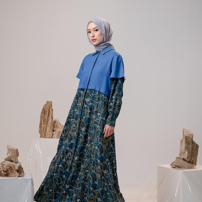 Bisa Cod - Zm Zaskia Mecca - Couple Set Blouse Gamis Tunik Kemeja Koko Pria Motif - Aksara Nusantara