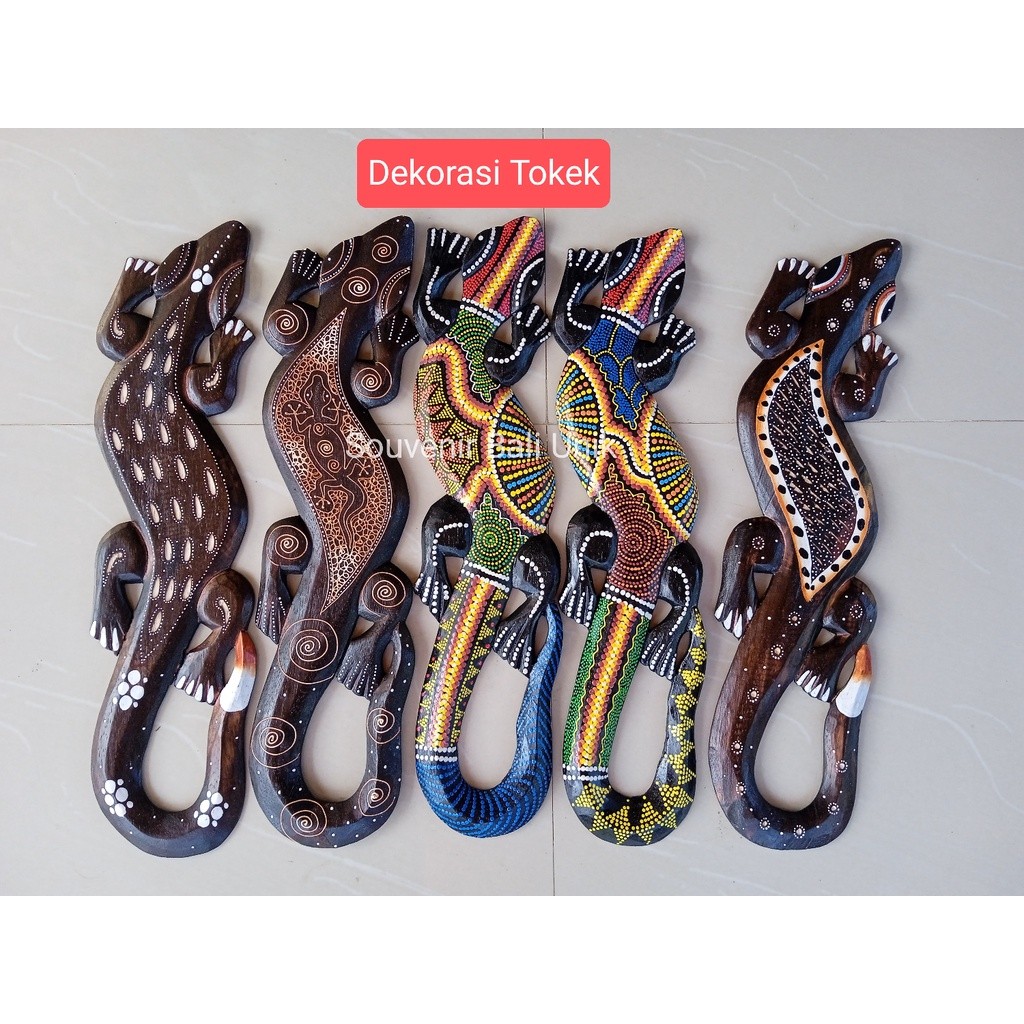 Dekorasi Tokek Cicak 50Cm Kayu Hiasan Dinding Gecko Bali