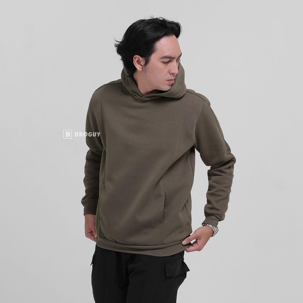PROMO BROGUY HOODIE PRIA WANITA UNISEX FLEECE - OLIVE