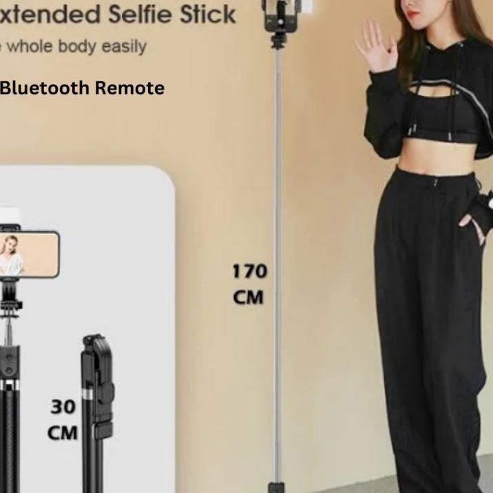 Tripod Bluetooth Remote Tinggi 1.3 Meter Dengan Led Lampu| Tongsis Hp Stand Holder Konten Kreator