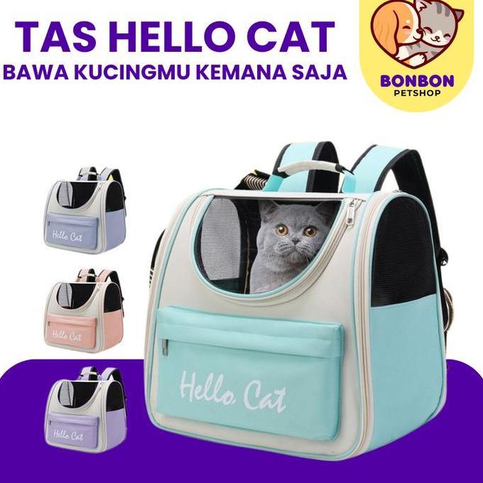 NEW Tas Kucing Tas Ransel Kucing Pet Carrier Tas HELLO Cat Cat Bag Tas Hiking Untuk Membawa Kucing T