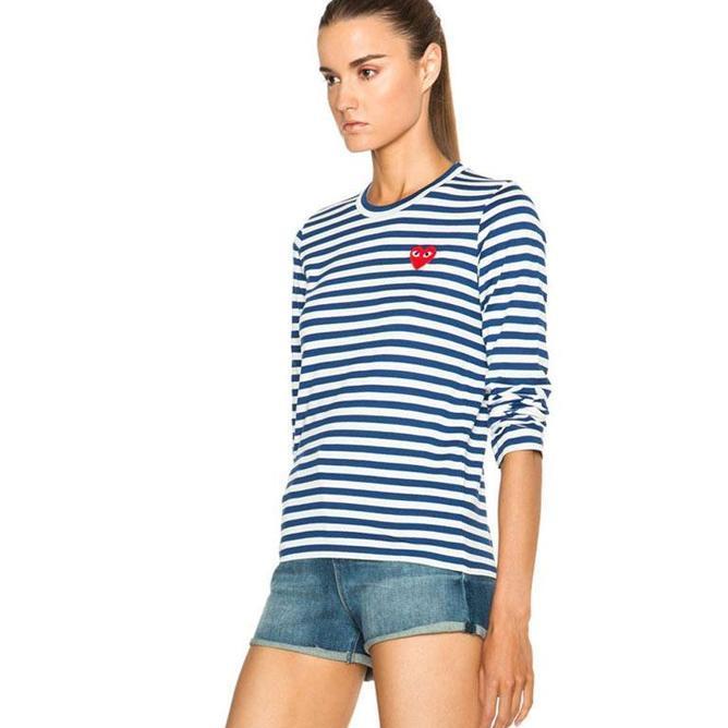 Comme Des Garcons Comme Des Garcons Play Blue Striped Long Sleeve -