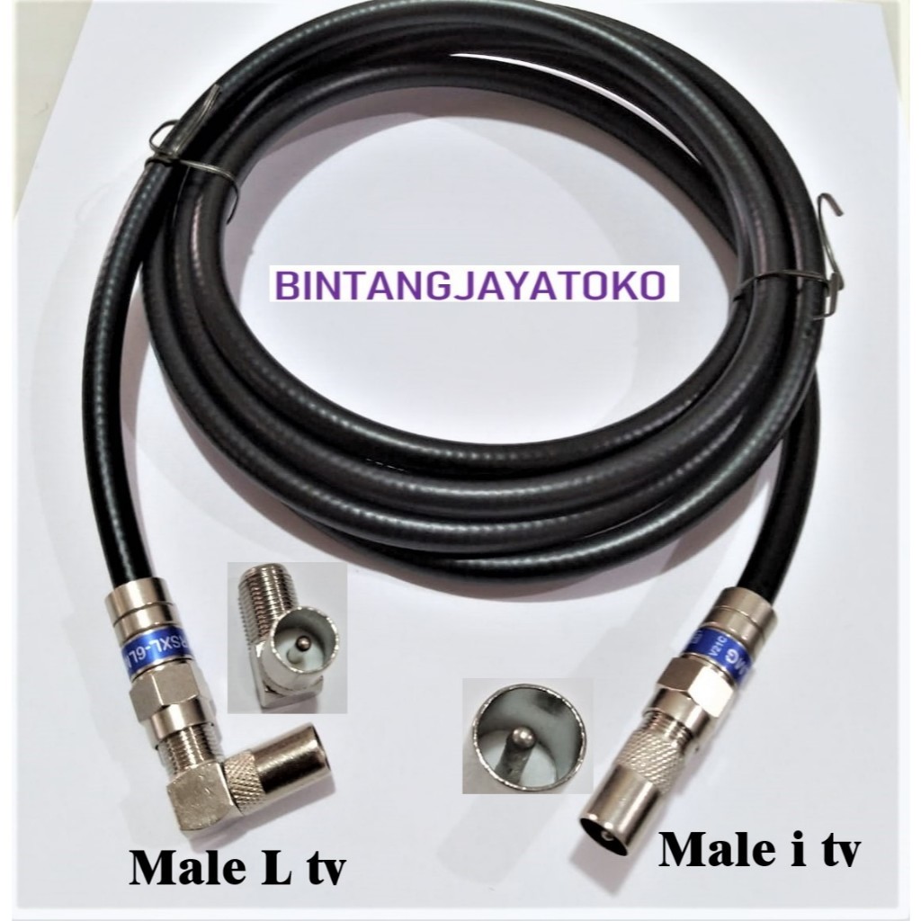 Kabel Antena Tv + Jack Konektor Kabel Tv Siap Pakai