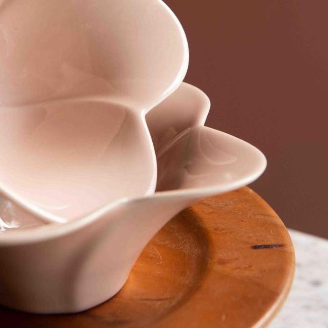 Dessert Plate / Set Piring & Mangkok Buah/Kue Jenggala Frangipani Pink