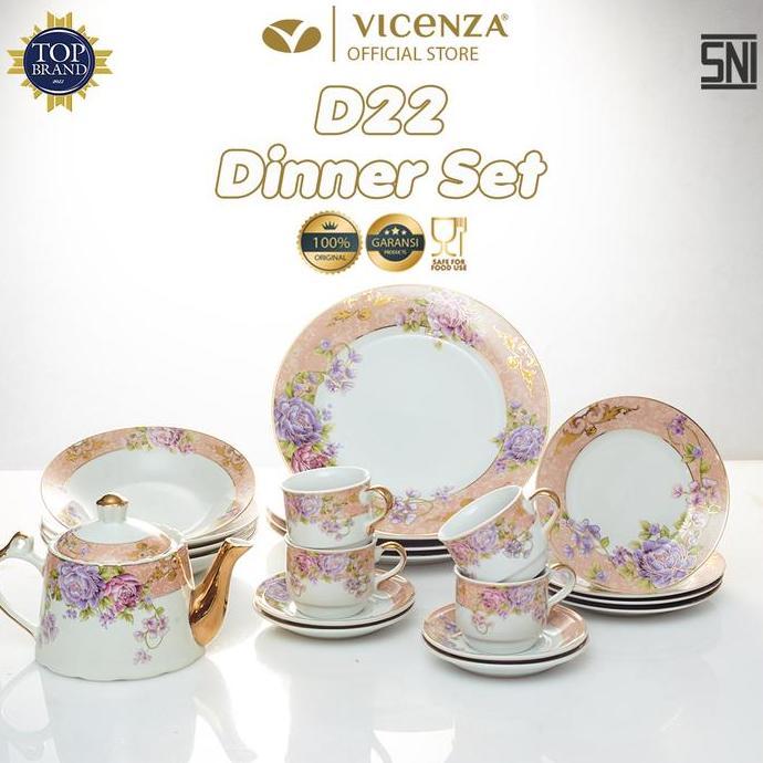 Vicenza Dinner Set Perangkat Makan Piring Gelas D22 Magnolia
