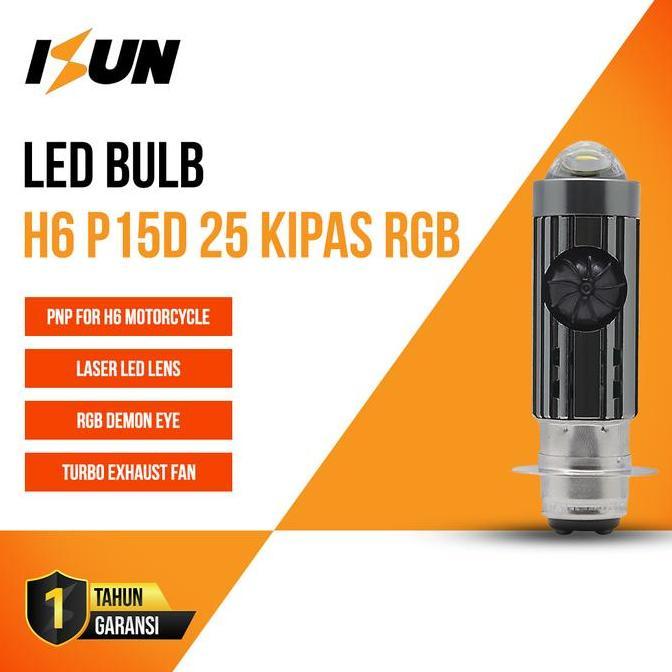 iSUN Lampu LED Utama Motor H6 Laser Gun P15D-25 Kipas Demon RGB 9-80V