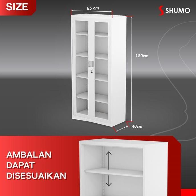 SHUMO Super White | Lemari Arsip Besi 2 Pintu Swing Kaca