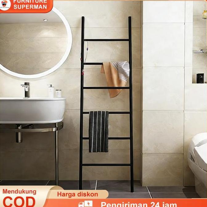 GUNEMANE Ladder Hanger Besi Rak Gantungan Tangga Jilbab Mukena Sajadah Rak Tangga Besi Dekorasi