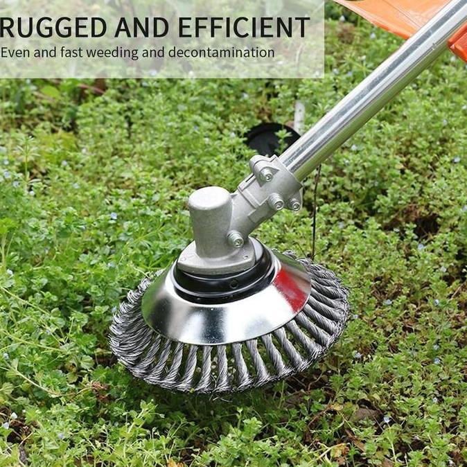 HASQUINE 15cm (6 Inch) Kepala Sikat Pisau Mesin Potong Rumput Bahan Kawat Baja Tahan Lama, Gendong G