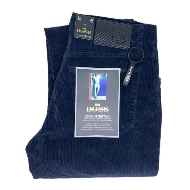 Celana Pria Corduroy Celana Pria Corduroy Blue Blue Biru Stretch Originalboss - Regular