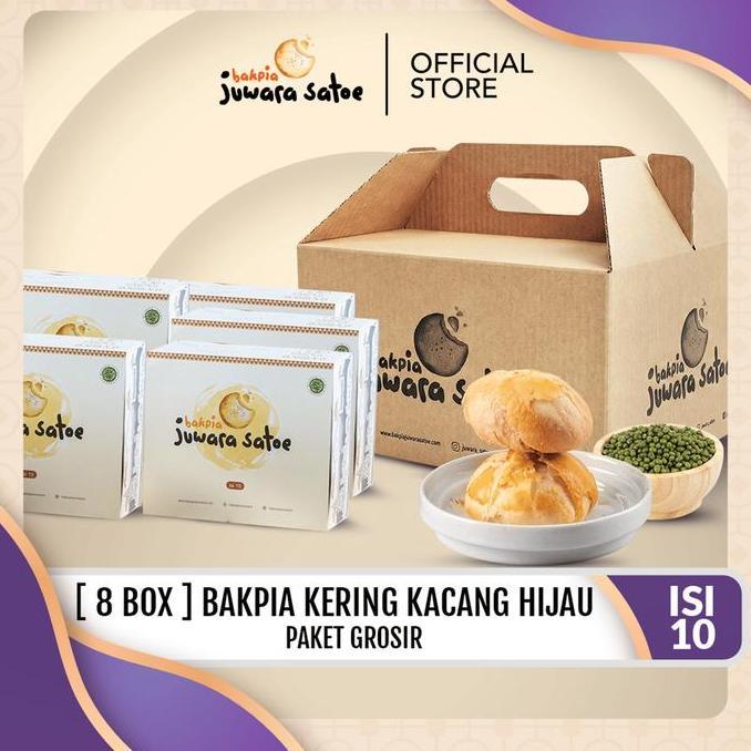 (juwara satoe x bundasuksespasti) Paket Grosir 8 Box Bakpia Kering Kacang Hijau - Makanan Snack Oleh
