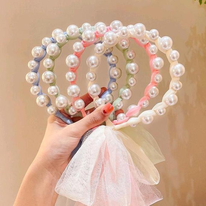 [Adult/Kids] ISELLA PEARL SCARF HEAD BAND Bando Bandana Pita Mutiara Untuk Anak Kecil Dan Dewasa / C