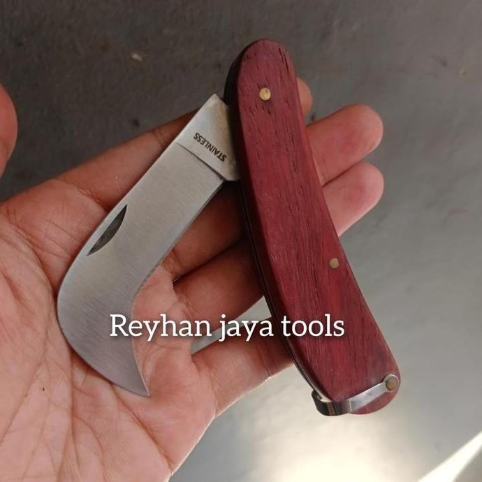 Ready  Pisau Lipat Okulasi SANDS Gagang kayu-pisau lipat