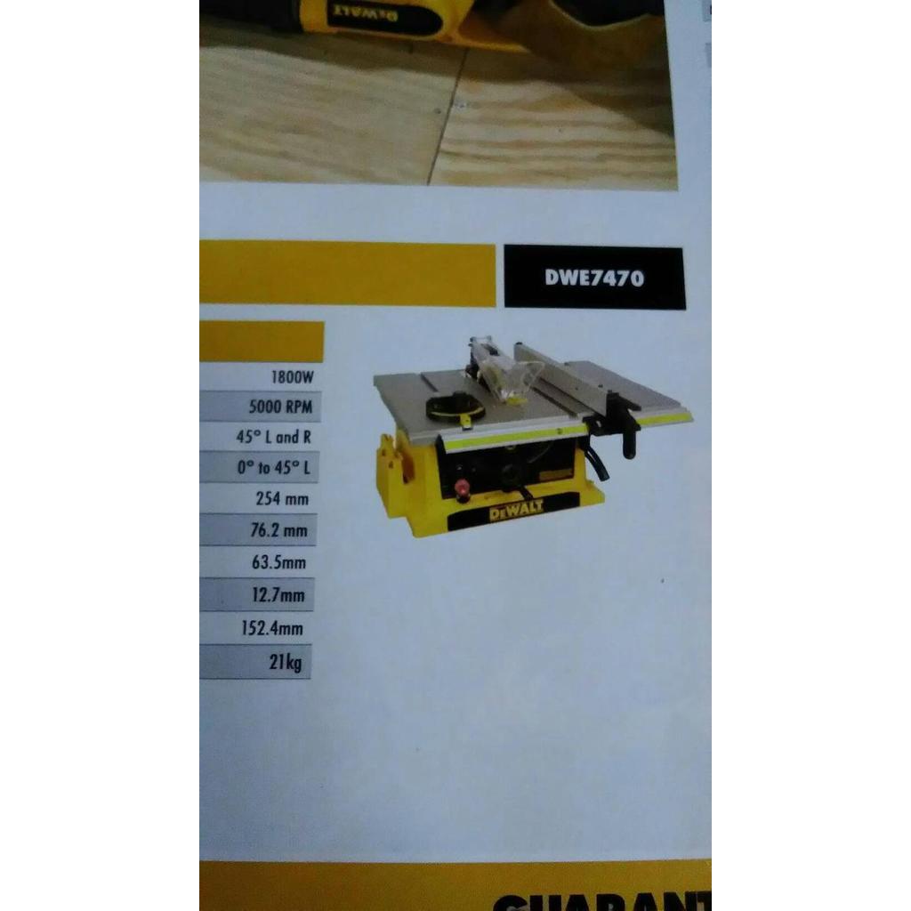 New/Promo/Mesin potong kayu duduk 10"/Table saw/DeWalt DWE 7470