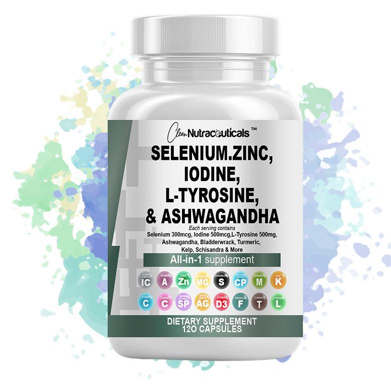 Selenium & Zinc Capsules Suplemen Harian Dewasa dengan Thyroid Support, Potassium Iodine & L-Tyrosin