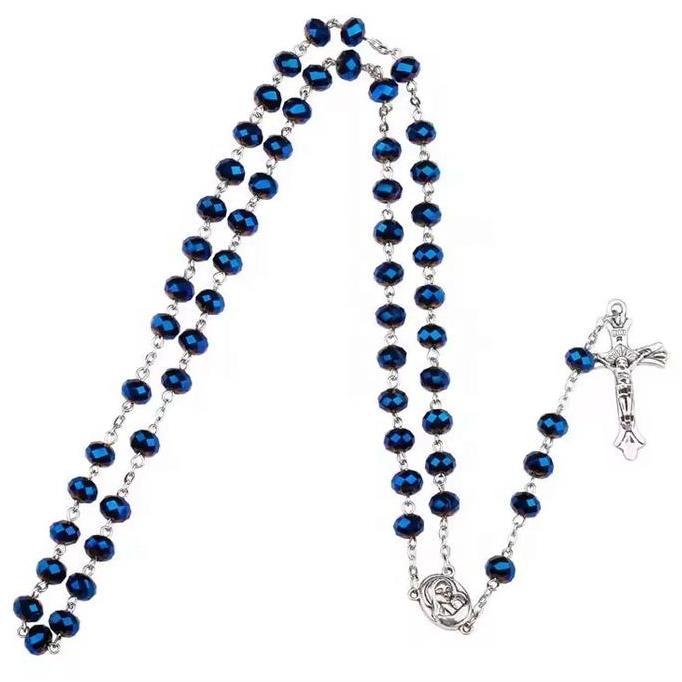 TERBARU Kalung Rosario Biru Kristal - Kalung Rosario Katolik - Rosario Katolik Premium