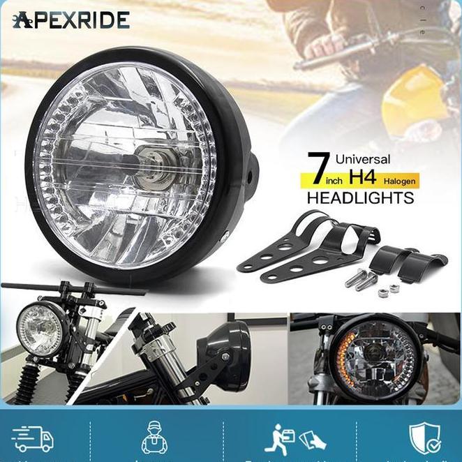 Hitam 7 Inch H4 35W Led Kepala Bulat Lampu Ninja Daymaker Sepeda Motor Harleydavidson Head Lamp Depa