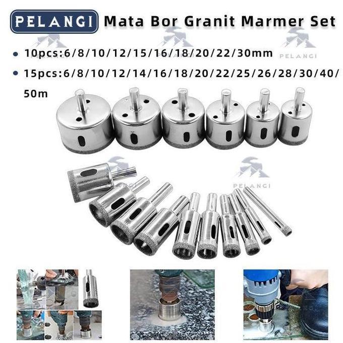 KASDIUM 15/10PCS set mata bor kaca keramik granit marmer batu porselen diamond hss holesaw pelubang/