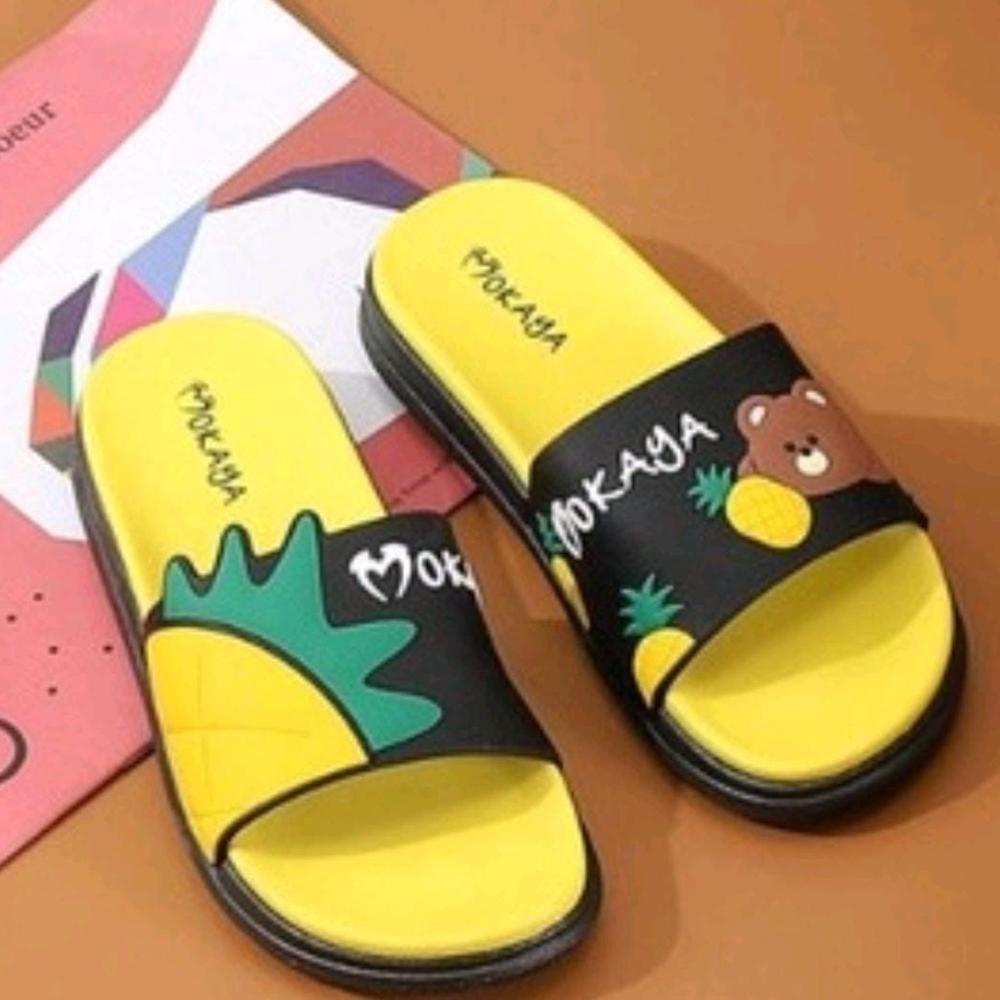 Gratong Sandal Slop Jelly Wanita Tebal Empuk Motif Bear Beruang Nanas Cantik Cute Kekinian Import Mo