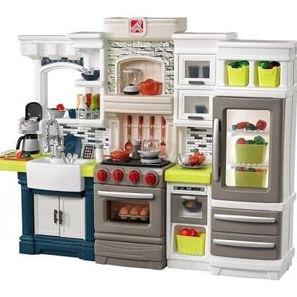 Step2 Elegant Edge Kids Kitchen Playset,Indoor/Outdoor Kitchenette,Interactive Play78Toy Accessories
