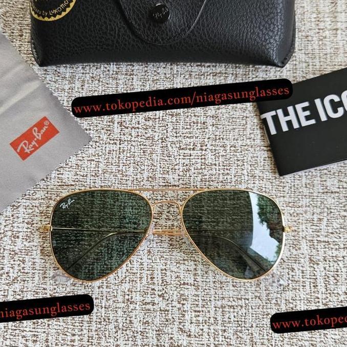 New  Kacamata Rayban Aviator RB3025 Gold Lens Green Second Original