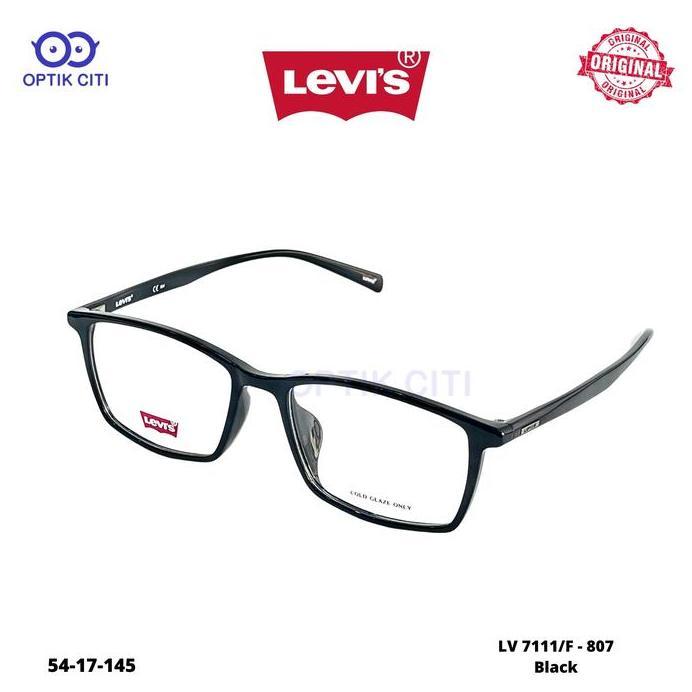 New  Frame Kacamata Kotak Pria Original Levis 7111 F - 807 Hitam Glossy
