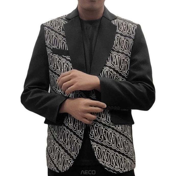 Sevenfour Jas blazer pria motif batik Rico slimfit kombinasi rekomendasi
