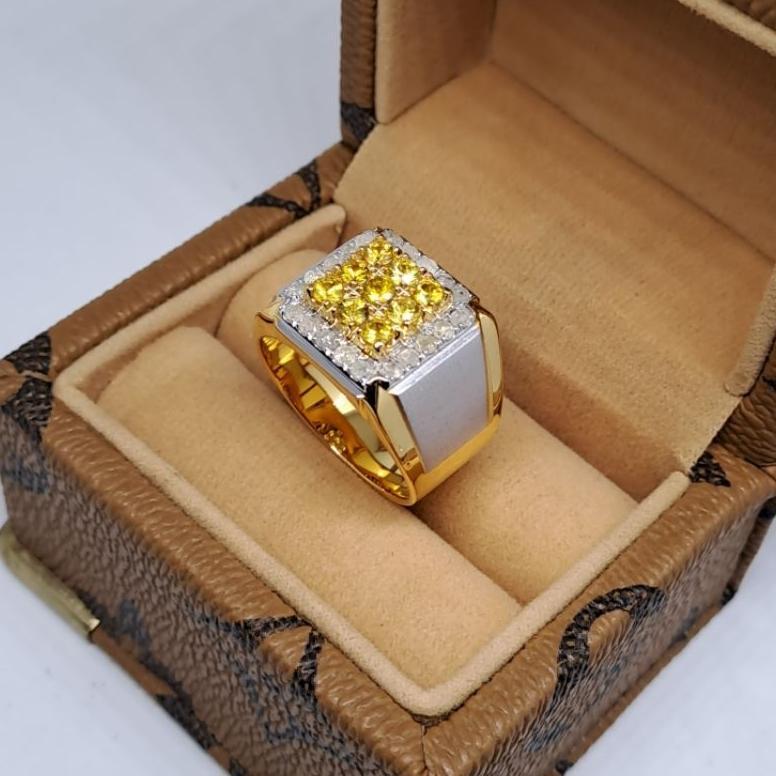 NEW Cincin Silver Pria Berlian Asli | Batu Yakut Free Memo [terbaik][terlaris]