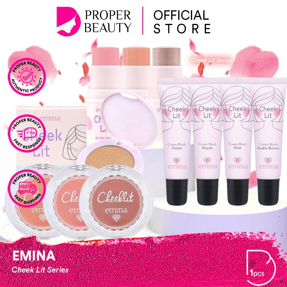NEW EMINA Cheek Lit Series Indonesia / Blush Stick Cream Pressed Highlighter Powder Nudesparkle / Na