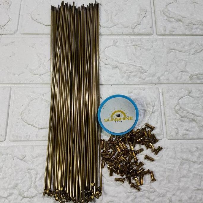 Spoke Ruji Jari 262mm STAINLESS Warna Kuning GOLD 14G x 262 Untuk Velg Rims Sepeda Roadbike Fixie 70