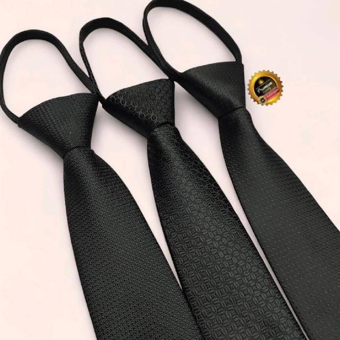 dasi hitam instant /resleting dasi pria dasi formal dasi siap pakai