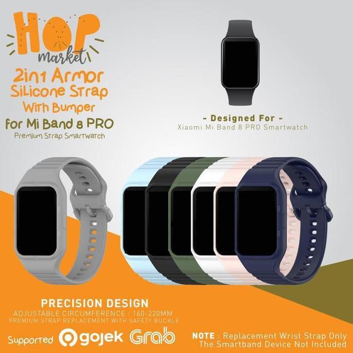 Armor 2in1 Strap Bumper for Mi Band 8 PRO Tali Silicone Rubber Karet dengan Cover Case Silikon Xiaom